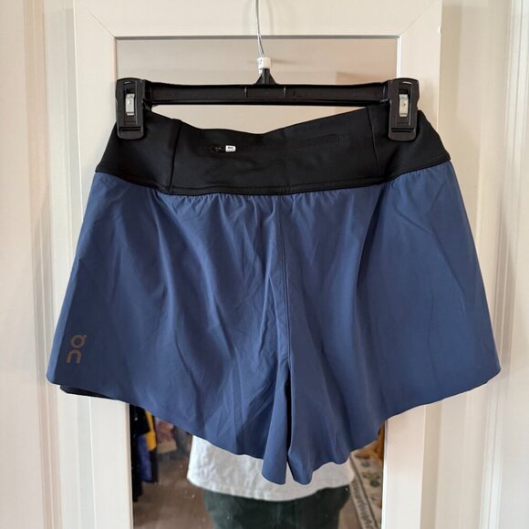 On Running Women's Athletic Shorts - Black and Blue - Picture 4 of 5